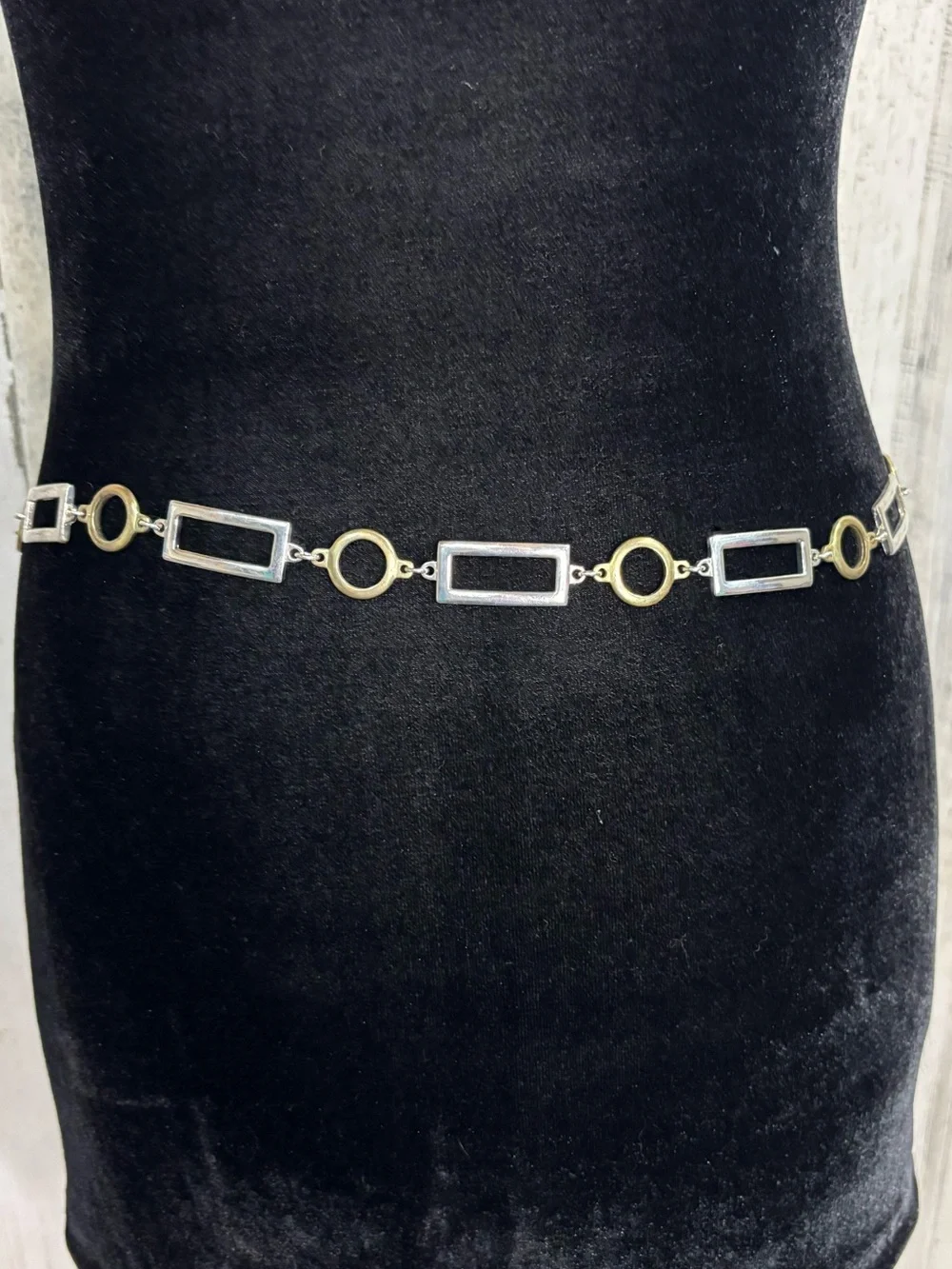 Vintage Gold and Silver Geometric Chain Belt
